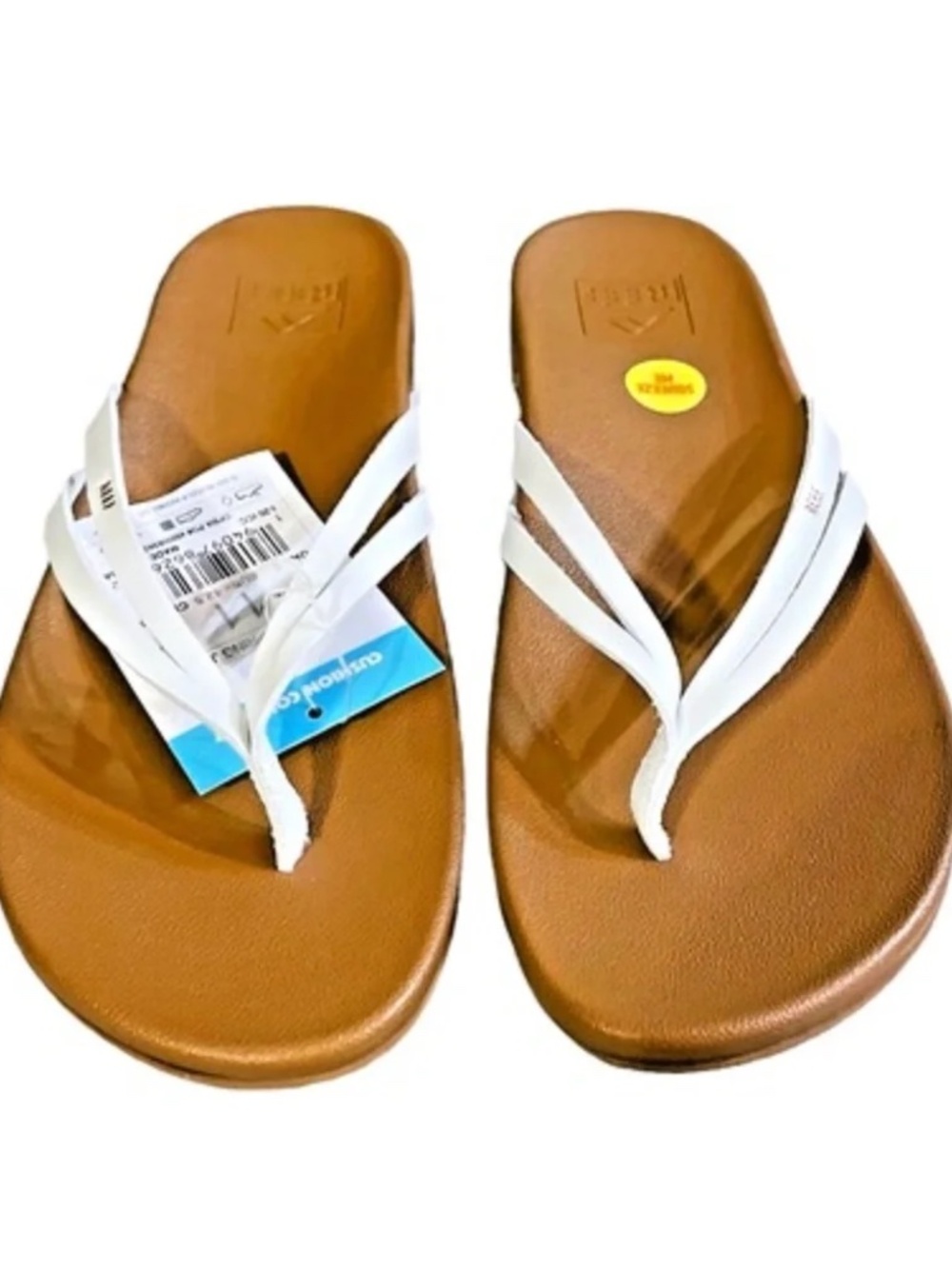 Reef Spring Joy Womens Flip Flops‎ Size 11 White Tan Sandals